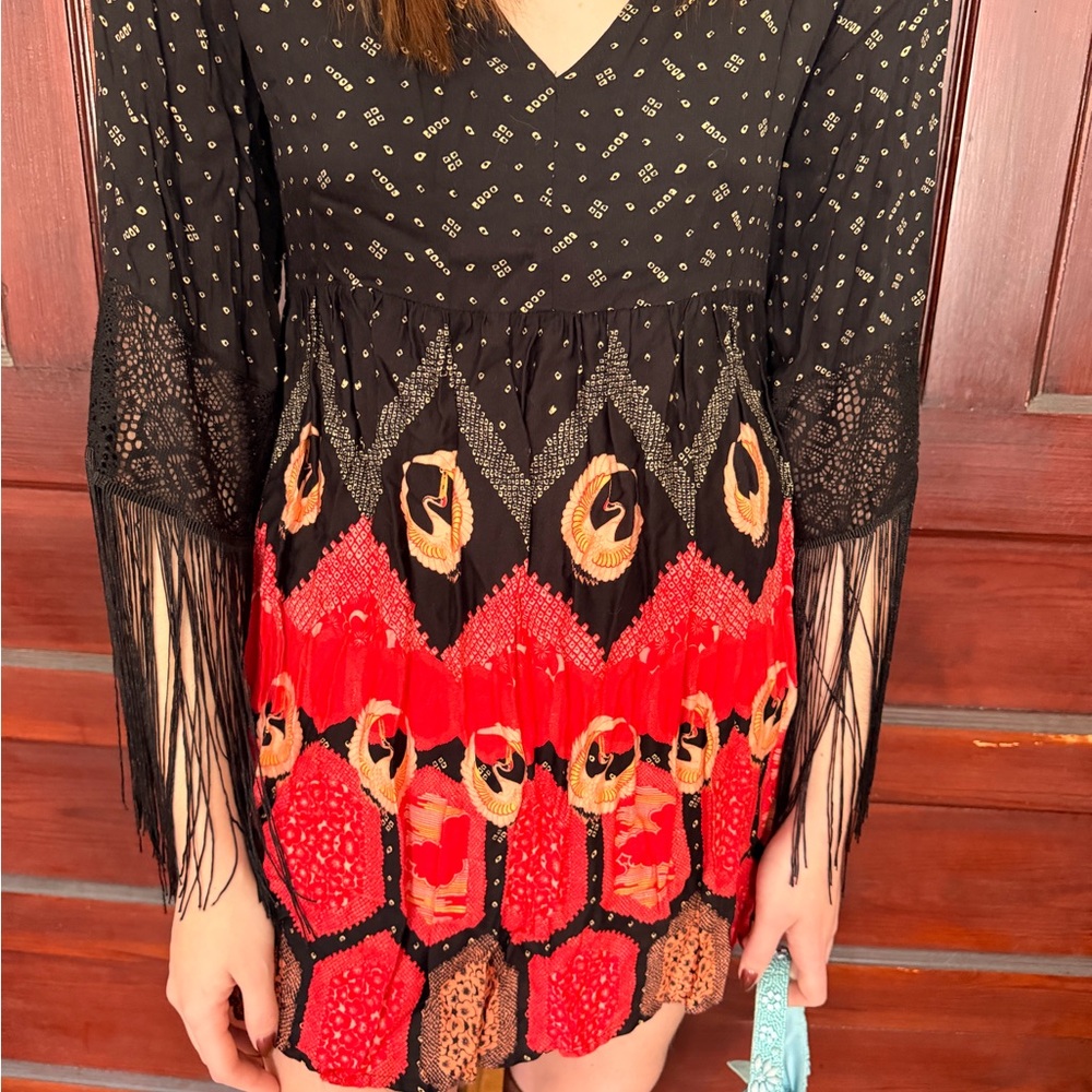 MINKPINK Black and Red Long Sleeve Dress